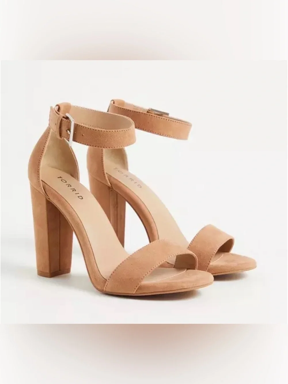 Torrid Tan Suede Ankle-Strap Block Heels 9WW